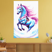 BLAUW PAARD CANVAS AFDRUK (Insitu (Woonkamer))