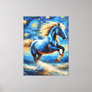 Blauw Paard Canvas Afdruk
