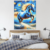 Blauw Paard Canvas Afdruk (Insitu (Slaapkamer))