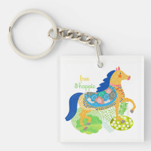 Blauw paard Collectie sleutelhanger. Sleutelhanger