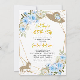 Blauw paard en pet Bruidsdouche Uitnodiging