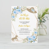 Blauw paard en pet Bruidsdouche Uitnodiging (Staand voorkant)