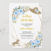 Blauw paard en pet Bruidsdouche Uitnodiging (Voorkant / Achterkant)