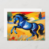 Blauw paard in het veld briefkaart (Voorkant / Achterkant)