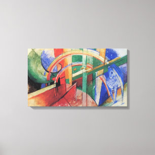 Blauw paard met regenboog van Franz Marc Canvas Afdruk