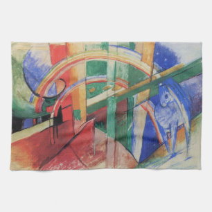 Blauw paard met regenboog van Franz Marc Theedoek