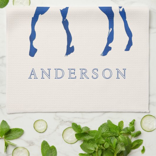 Blauw Paard Schilderen Moderne Equestrian Home Dec Theedoek (Gevouwen)