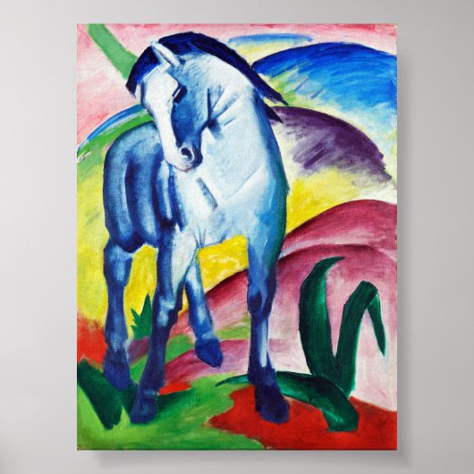 Blauw paard schilderij van Franz Marc Poster (Voorkant)