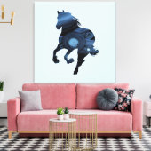Blauw Paard Sparkle Canvas Afdruk (Insitu (Woonkamer))