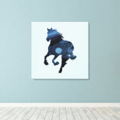 Blauw Paard Sparkle Canvas Afdruk (Insitu (Houten vloer))