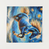 Blauw paard tapijt wandkleed (Voorkant (horizontaal))