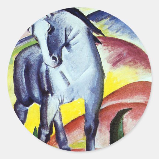 Blauw paard van Franz Marc Ronde Sticker (Voorkant)