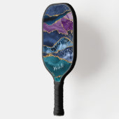 Blauw Paars Abstract Glitter Monogram Pickleball Paddle (Links)