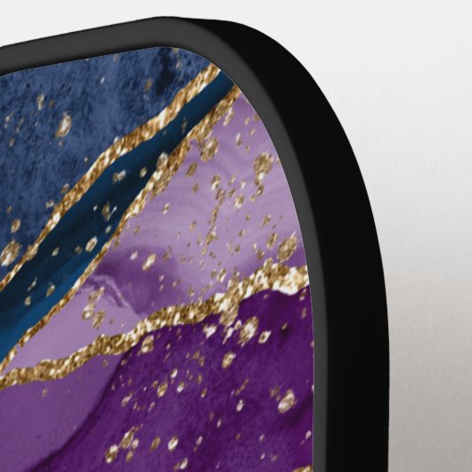 Blauw Paars Abstract Glitter Monogram Pickleball Paddle (Links Detail)