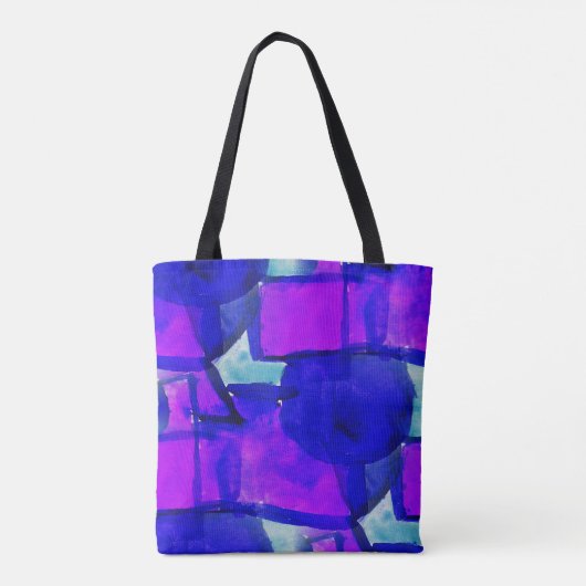 'Blauw & Paars abstract Tote Bag (Achterkant)