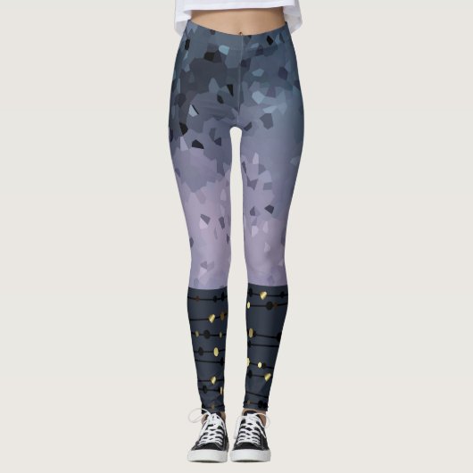 Blauw-paars, abstractie leggings (Voorkant)