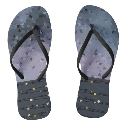 Blauw-paars, abstractie teenslippers (Voetbed)