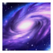 Blauw Paars Acrylverf Galaxy Glanzend Poster (Voorkant)