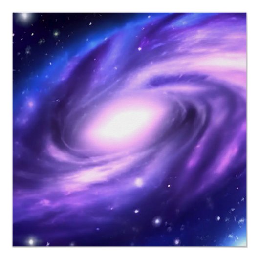 Blauw Paars Acrylverf Galaxy Glanzend Poster (Voorkant)