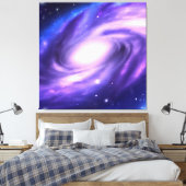 Blauw Paars Acrylverf Galaxy Stretched Canvas (Insitu (Slaapkamer))