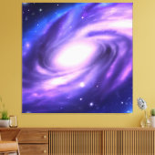 Blauw Paars Acrylverf Galaxy Stretched Canvas (Insitu (Woonkamer))