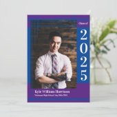 Blauw Paars Afstuderen op school Kaart (Staand voorkant)