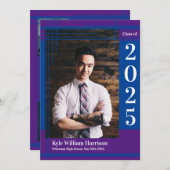 Blauw Paars Afstuderen op school Kaart (Voorkant / Achterkant)