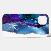 Blauw Paars Agate Marble Abstracte Name Monogram Case-Mate iPhone Case (Achterkant (horizontaal))