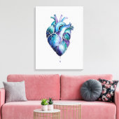 Blauw & Paars Anatomisch Hart Muurkunst Canvas Afdruk (Insitu (Woonkamer))