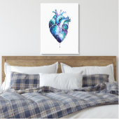Blauw & Paars Anatomisch Hart Muurkunst Canvas Afdruk (Insitu (Slaapkamer))