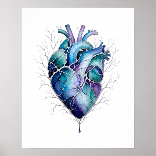 Blauw & Paars Anatomisch Hart Muurkunst Poster (Voorkant)