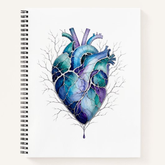 Blauw & Paars Anatomisch Hart Notitieboek (Voorkant)