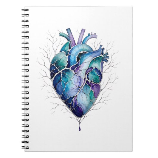 Blauw & Paars Anatomisch Hart Notitieboek (Voorkant)