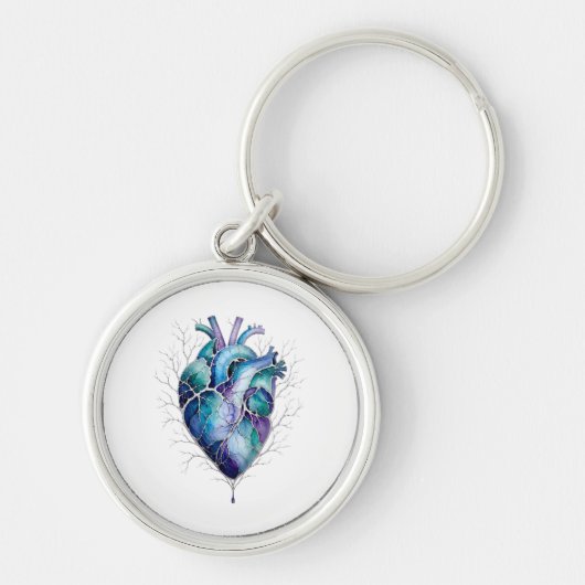 Blauw & Paars Anatomisch Hart Sleutelhanger (Voorkant)
