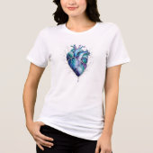 Blauw & Paars Anatomisch Hart Tri-Blend Shirt (Voorkant)