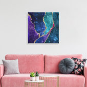 Blauw Paars Aqua Goud Aderen Agaat Canvas Afdruk (Insitu (Woonkamer))
