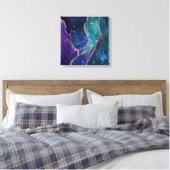 Blauw Paars Aqua Goud Aderen Agaat Canvas Afdruk (Insitu (Slaapkamer))