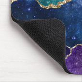 Blauw Paars Aqua Goud Aderen Agaat Monogram Muismat (Hoek)