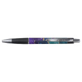 Blauw Paars Aqua Goud Aderen Agaat Monogram Pen (Achterkant)