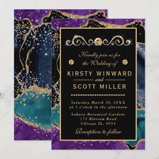 Blauw Paars Blauwgroen goudbruin bruistocht Kaart (Voorkant / Achterkant)