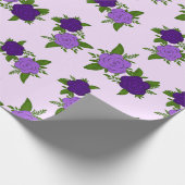 Blauw & Paars Bloemen met violet patroon Cadeaupapier (Hoek)