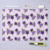 Blauw & Paars Bloemen met violet patroon Tissuepapier (Craft)
