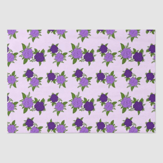 Blauw & Paars Bloemen met violet patroon Tissuepapier (Voorkant)