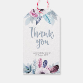 Blauw Paars bloemveer dank u voor labels Cadeaulabel