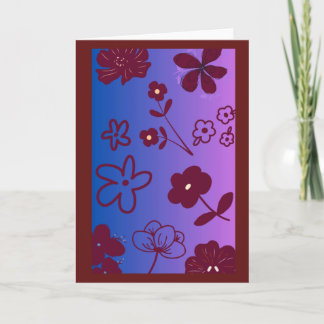 Blauw Paars & Bordeaux Bloemendesign  Kaart