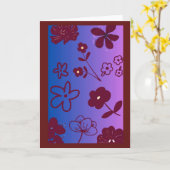 Blauw Paars & Bordeaux Bloemendesign Kaart (Gele Bloem)