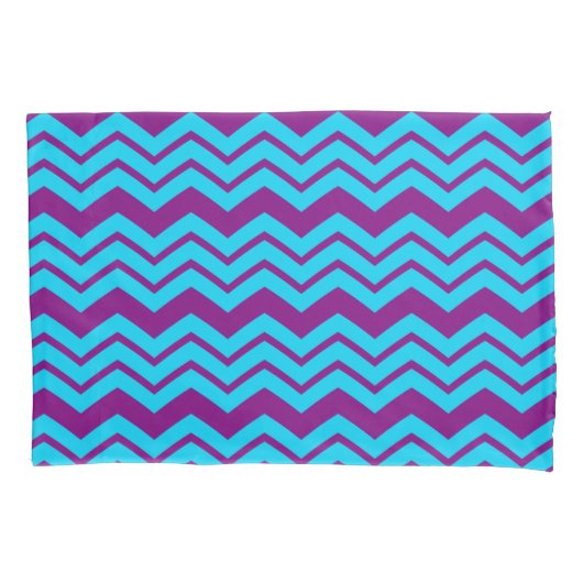 Blauw Paars Chevron Zigzag Design Kussensloop (Voorkant)