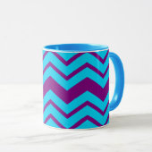 Blauw Paars Chevron Zigzag Ontwerp  Mok (Voorkant rechts)