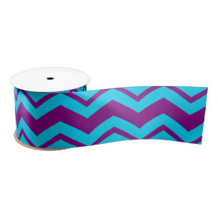 Blauw Paars Chevron Zigzag Ontwerp  Satijnen Lint