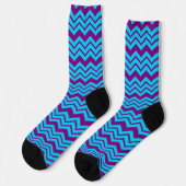 Blauw Paars Chevron Zigzag Ontwerp  Sokken (Links)